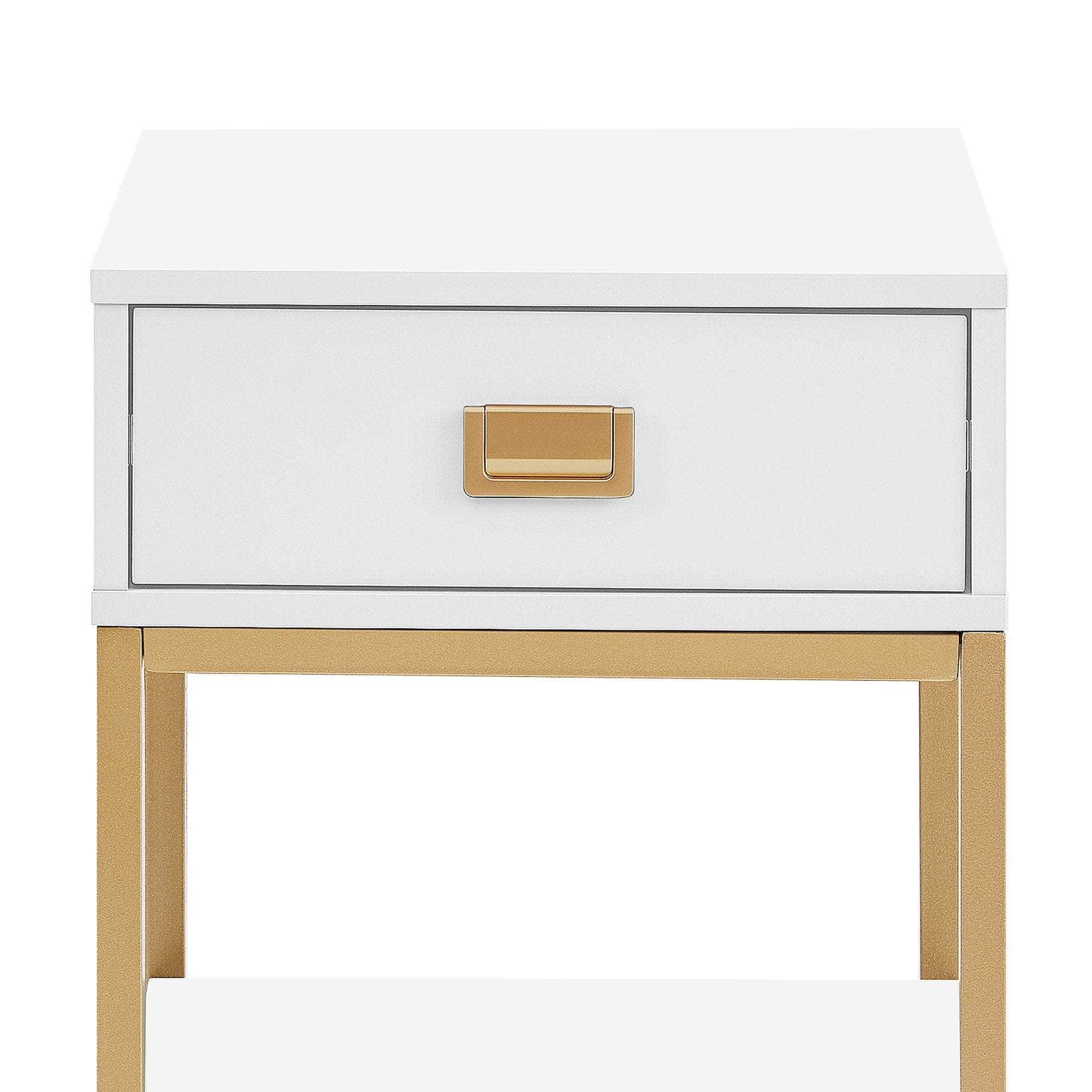 Alessia Bedside Table - White/Gold