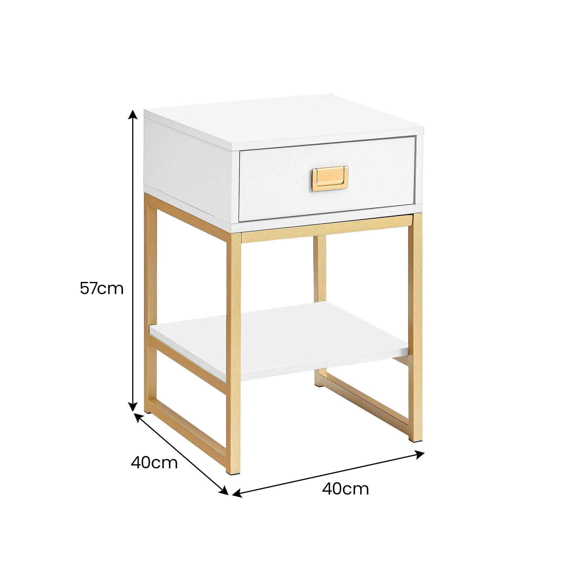 Alessia Bedside Table - White/Gold