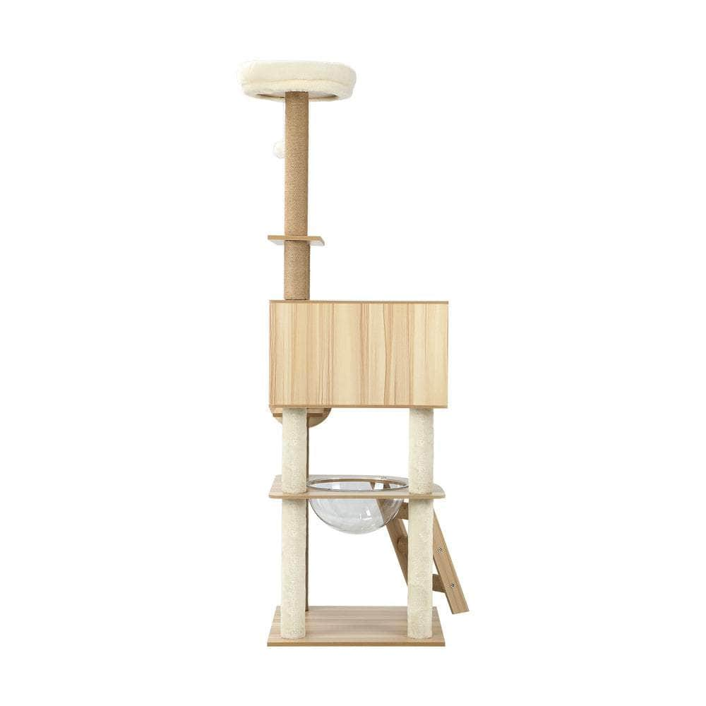 All-in-One Cat Condo: 162cm Wooden Cat Tree for Playful Cats