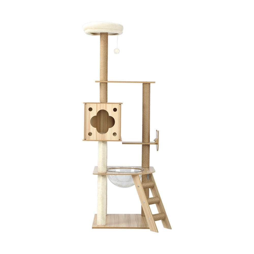 All-in-One Cat Condo: 162cm Wooden Cat Tree for Playful Cats