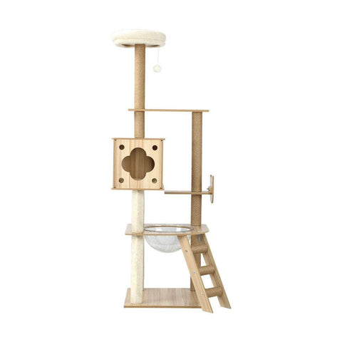 All-in-One Cat Condo: 162cm Wooden Cat Tree for Playful Cats