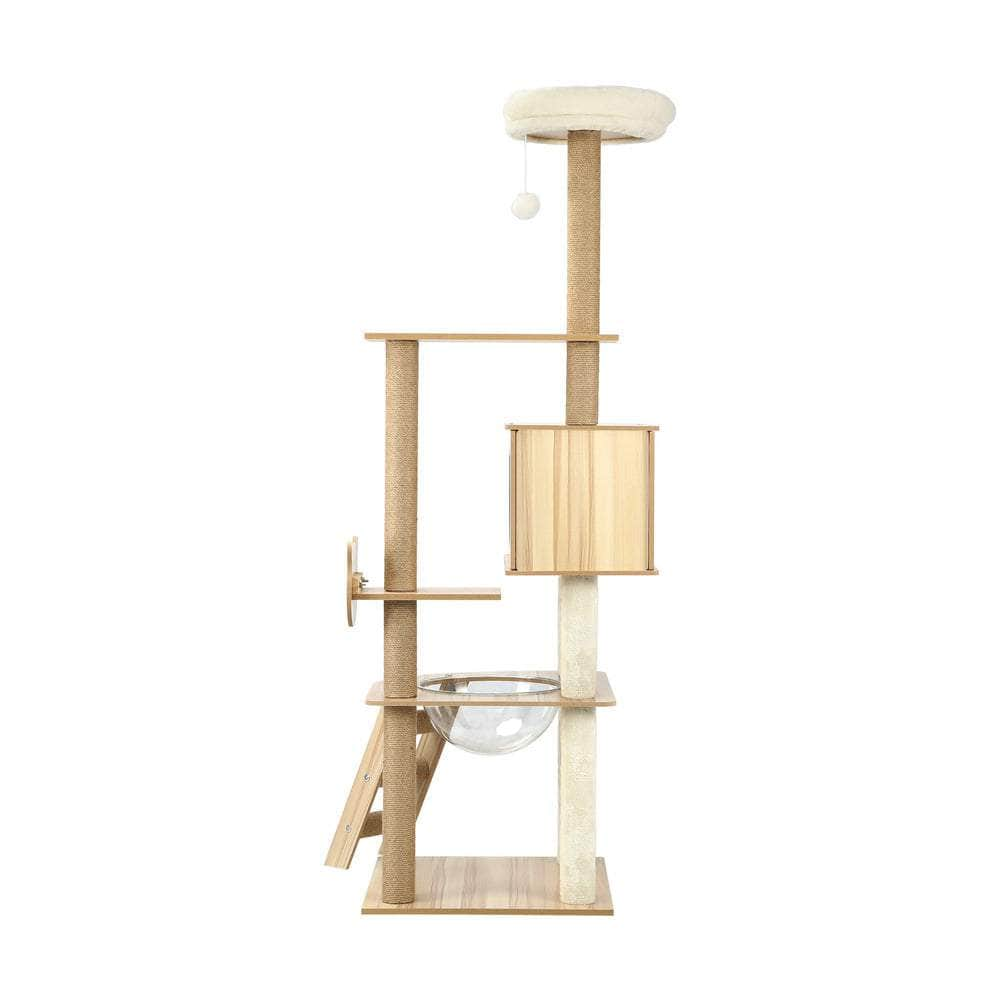 All-in-One Cat Condo: 162cm Wooden Cat Tree for Playful Cats