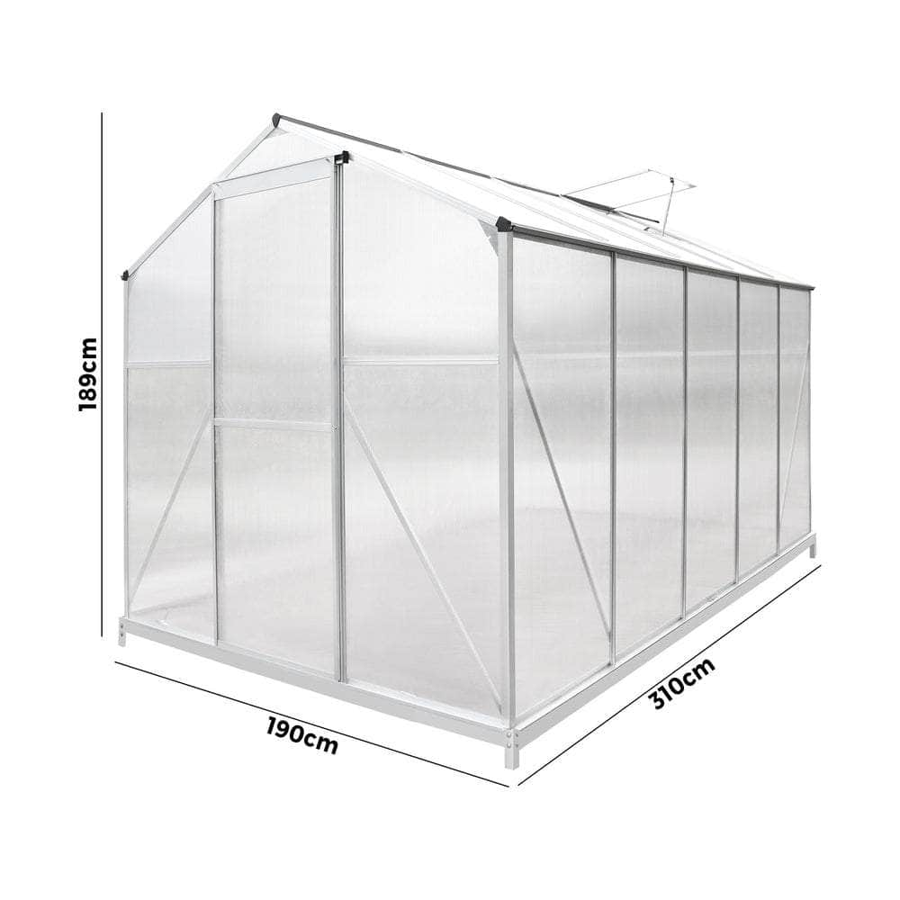 Aluminium Elegance: Polycarbonate Greenhouse Retreat (3.1x1.9M)