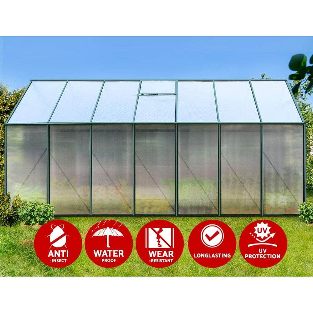 Aluminium Greenhouse Green House Garden Polycarbonate 4.43X2.44M