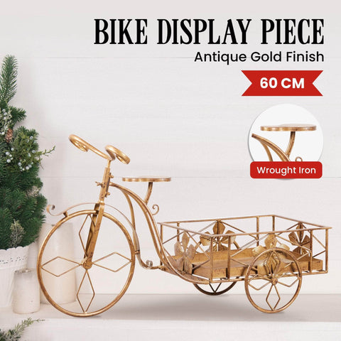 Antique Gold Bicycle Display Metal Christmas Decor