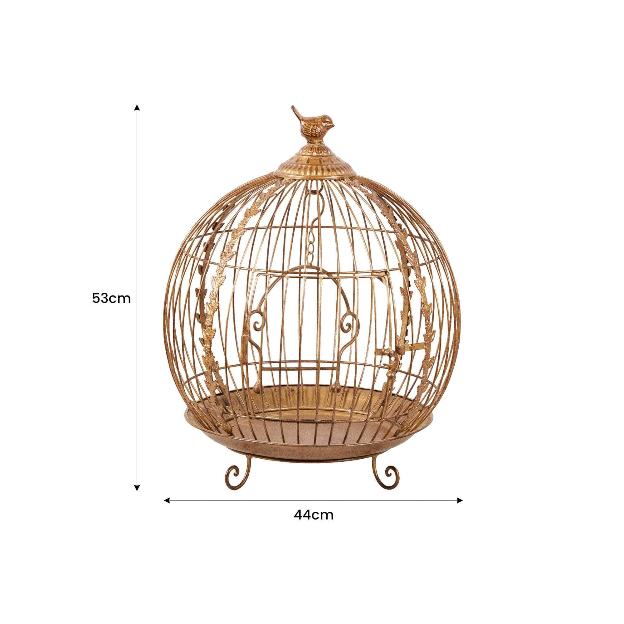 Antique Gold Bird Cage Display Metal Christmas Decor