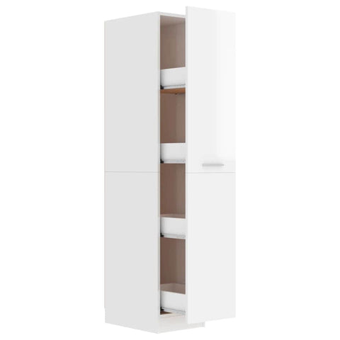 Apothecary Cabinet High Gloss White Engineered Wood