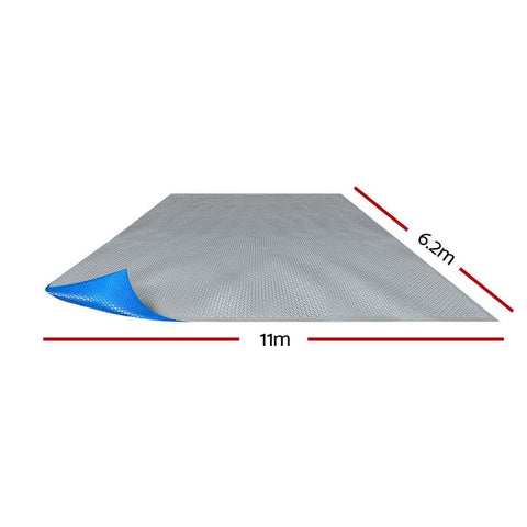 Aquabuddy Pool Cover 11x6.2m 400 Micron Swimming Pool Solar Blanket Blue Silver