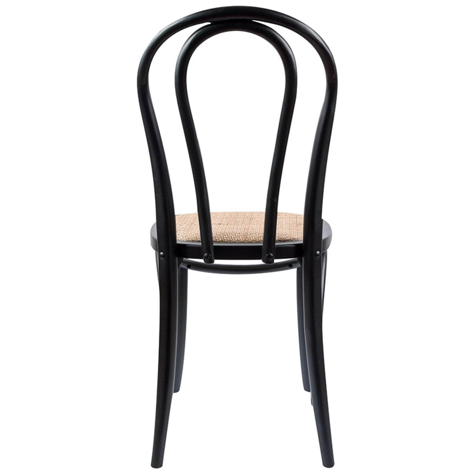 Arched Back Dining Chair 8 Set Solid Elm Timber Wood Rattan Seat - Black