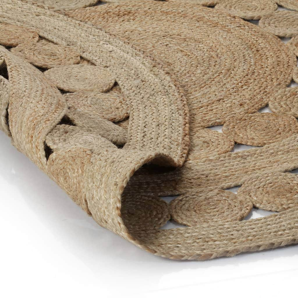 Area Rug Braided Design Jute 120 cm Round