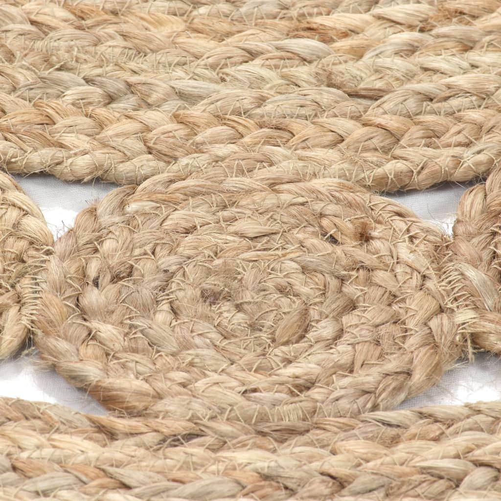 Area Rug Braided Design Jute 120 cm Round