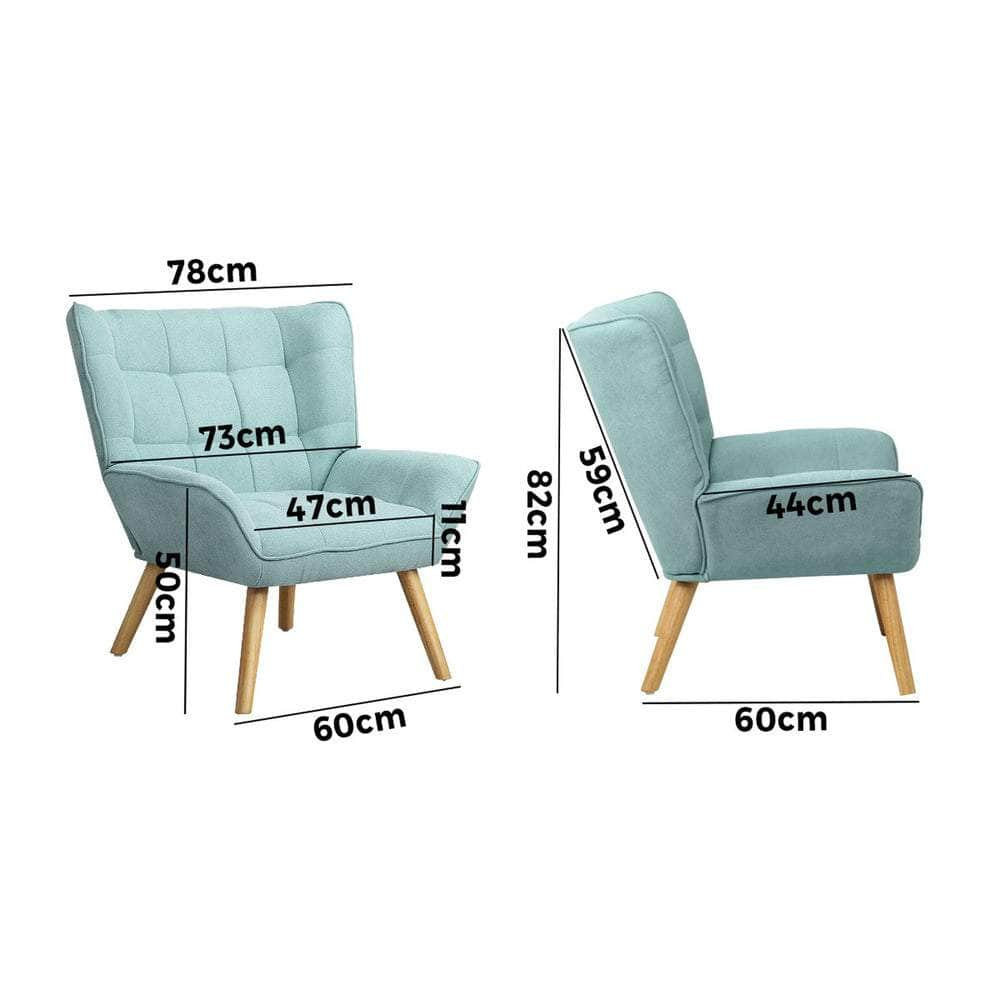 Armchair Accent Chairs Sofa Lounge Fabric Upholstered Tub Chair Beige/Blue/Grey