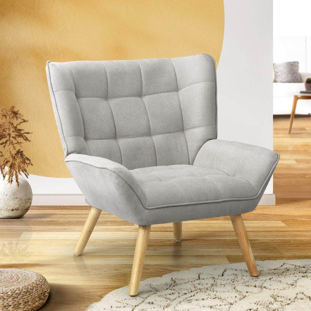 Armchair Accent Chairs Sofa Lounge Fabric Upholstered Tub Chair Beige/Blue/Grey