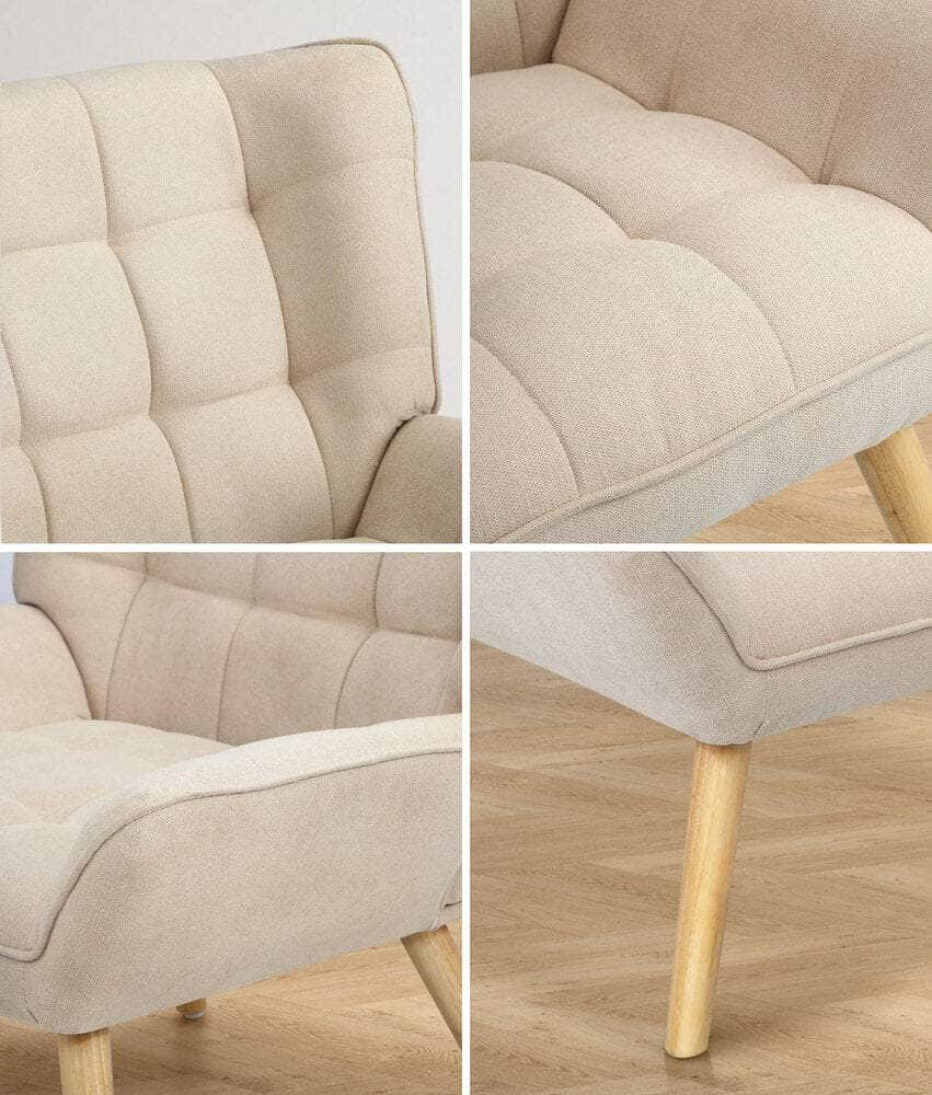 Armchair Accent Chairs Sofa Lounge Fabric Upholstered Tub Chair Beige/Blue/Grey