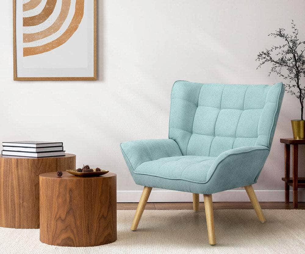 Armchair Accent Chairs Sofa Lounge Fabric Upholstered Tub Chair Beige/Blue/Grey