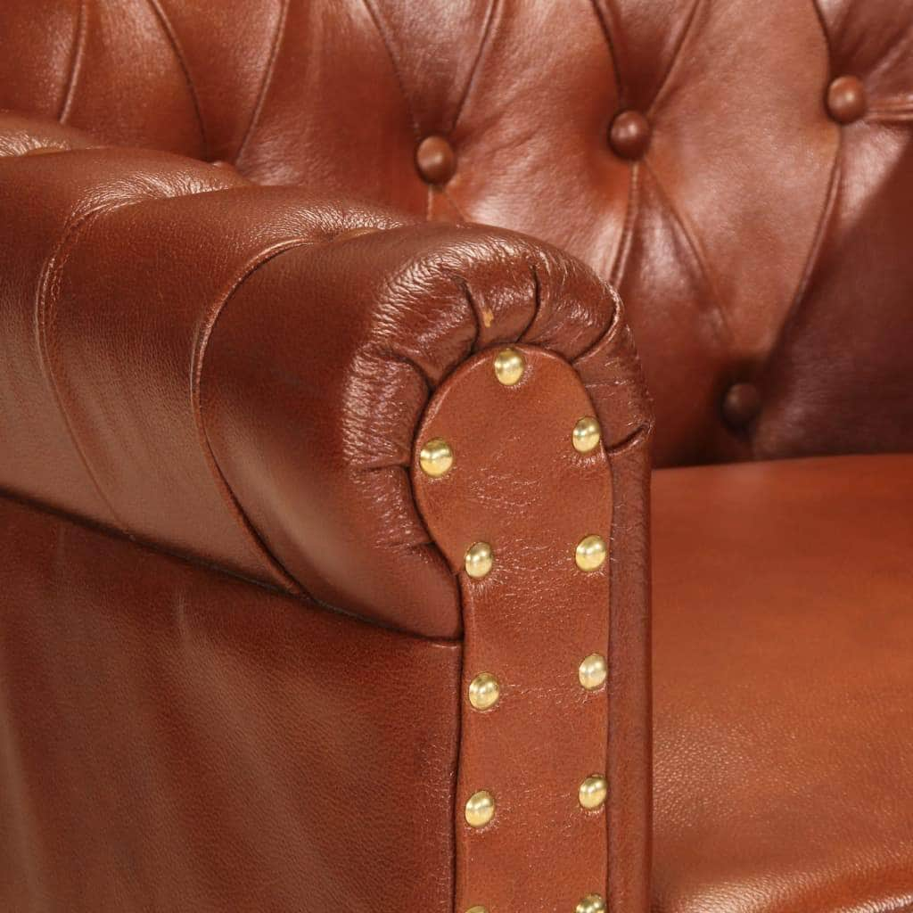 Armchair Brown Real Goat Leather