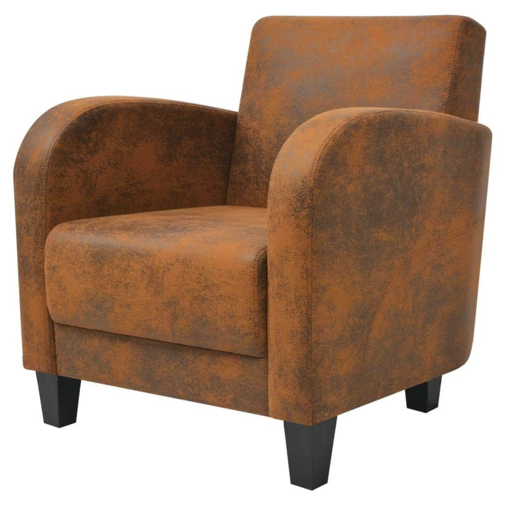 Armchair Brown Suede Leather