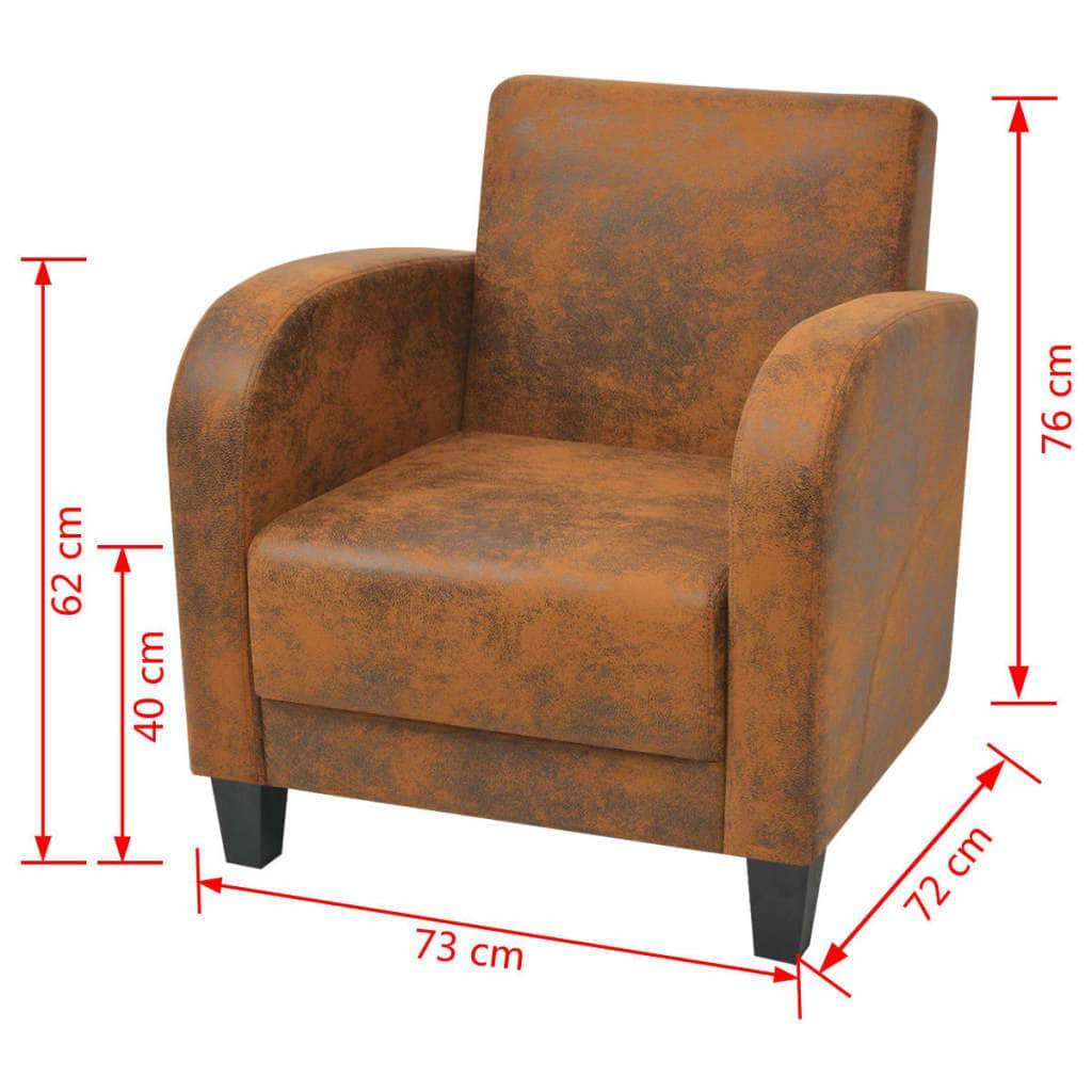 Armchair Brown Suede Leather