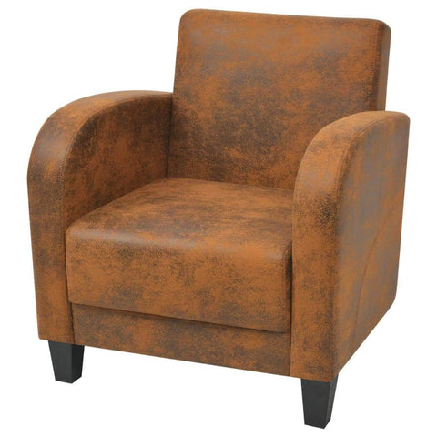 Armchair Brown Suede Leather