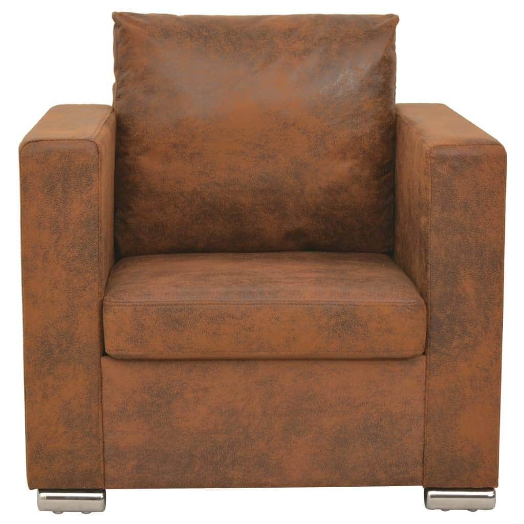 Armchair Brown Suede Leather