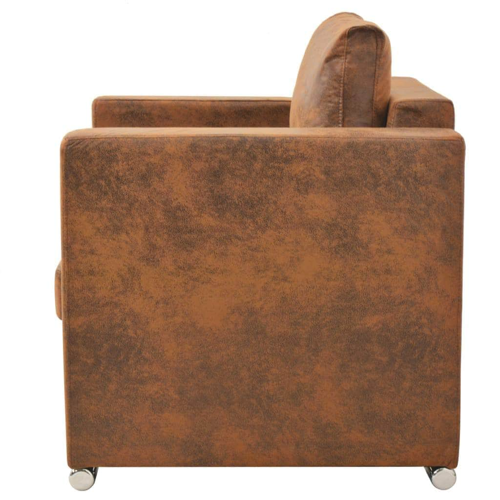 Armchair Brown Suede Leather