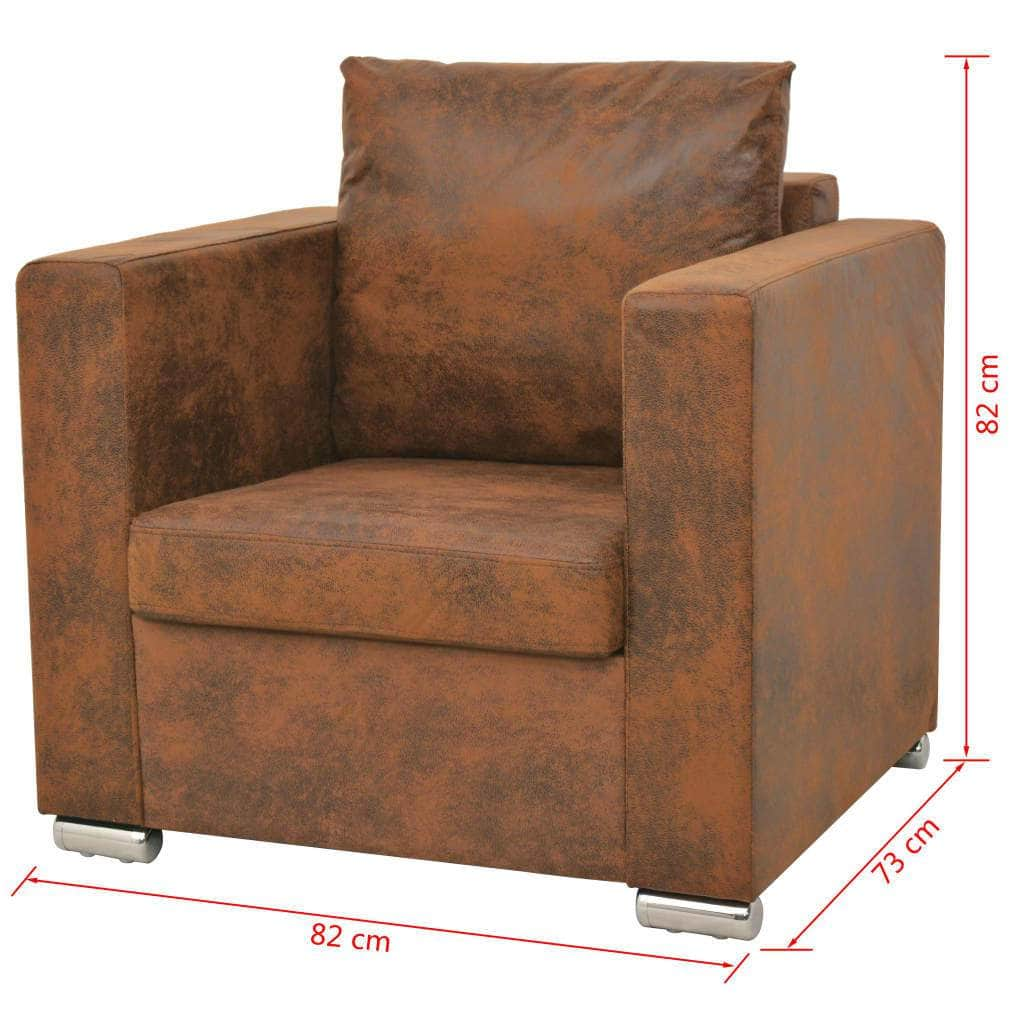 Armchair Brown Suede Leather