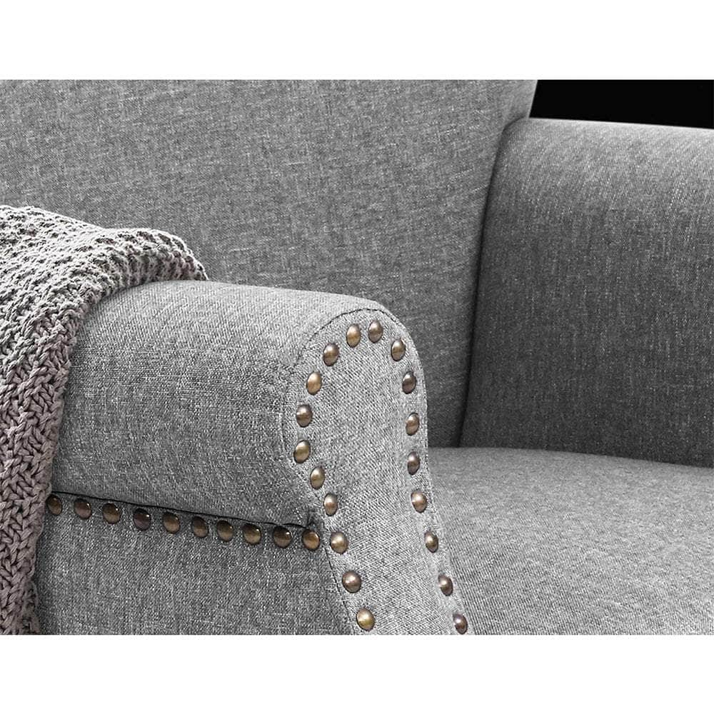 Armchair Chair Retro Lounge Accent Chair Single Sofa Linen Fabric Grey