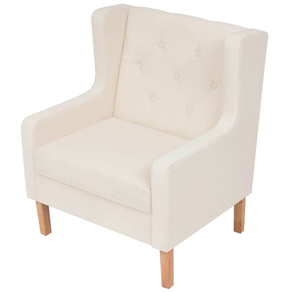 Armchair Cream White Fabric