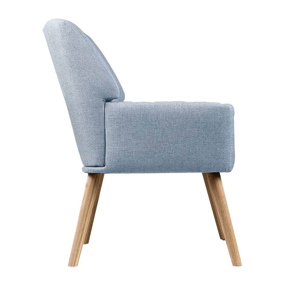 Armchair Fabric Blue Grey Sebastini