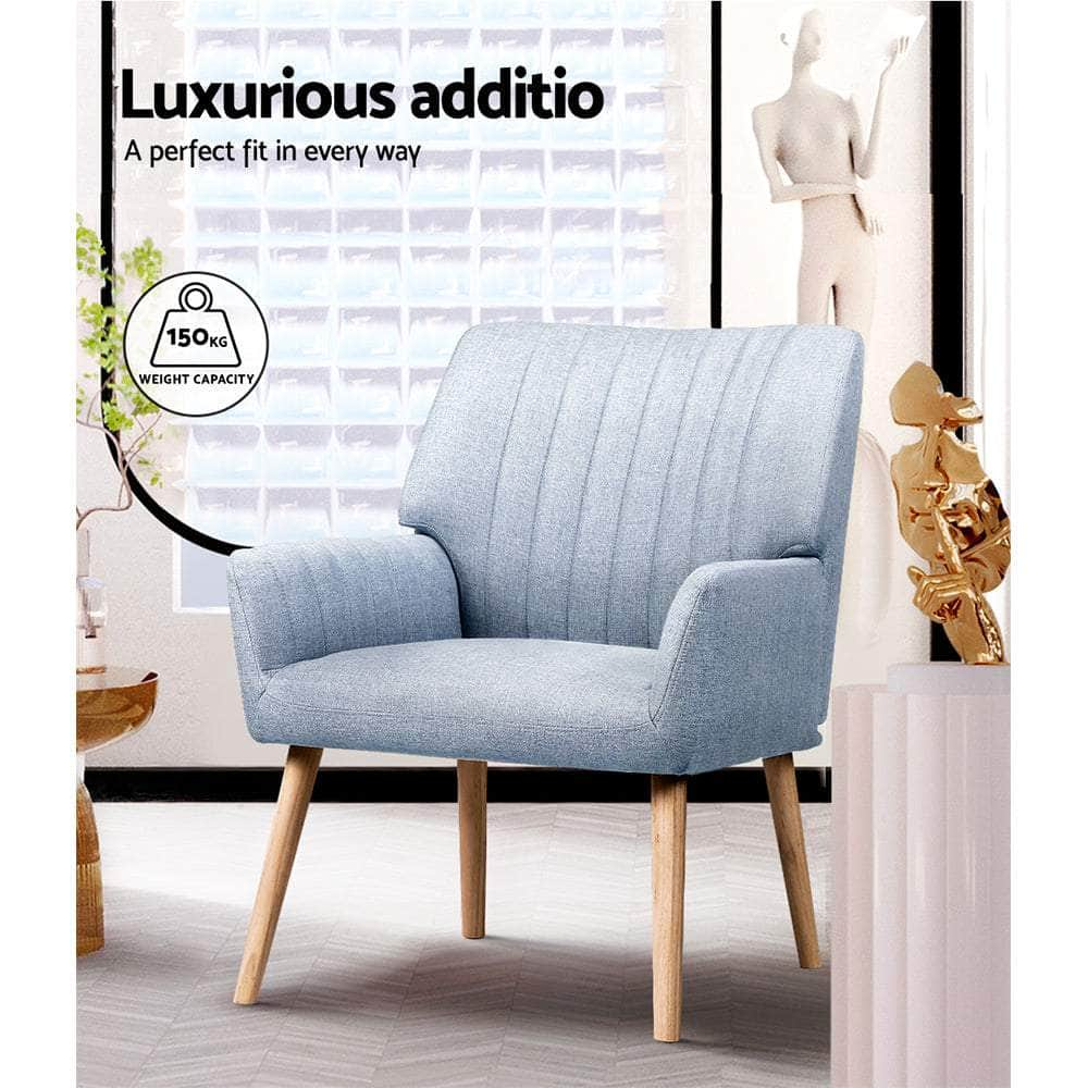 Armchair Fabric Blue Grey Sebastini