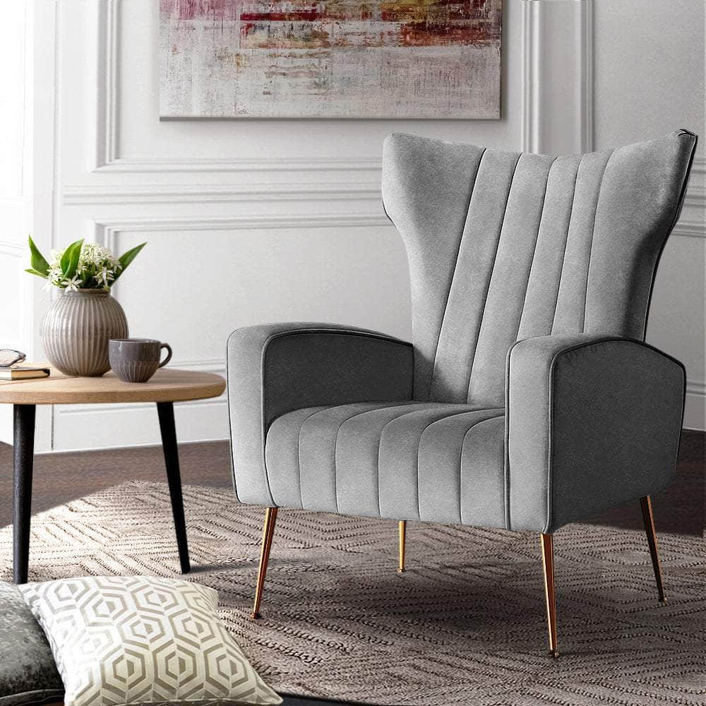 Armchair Grey Velvet Kate