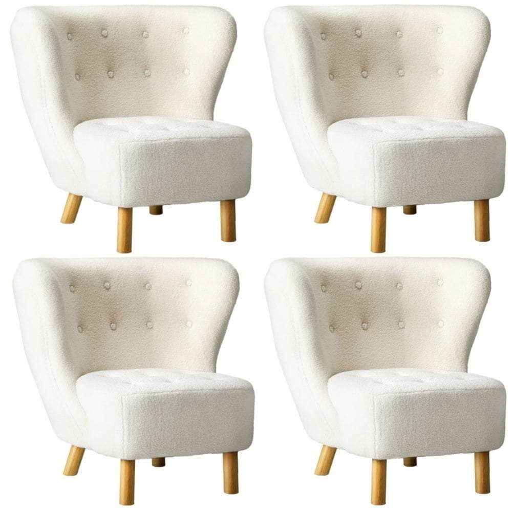 Armchair Highback Lounge Couches Sofa Sherpa White