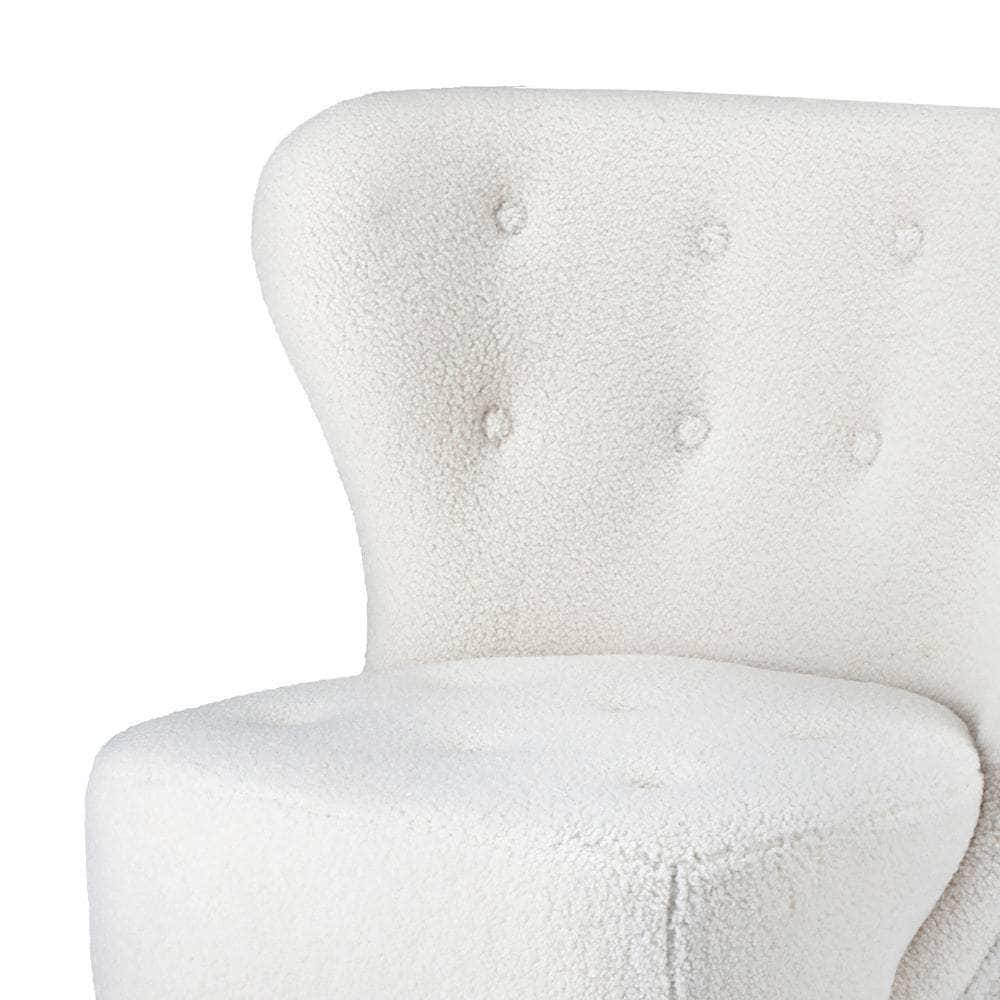 Armchair Highback Lounge Couches Sofa Sherpa White