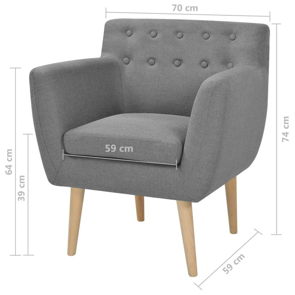 Armchair Light Grey Fabric