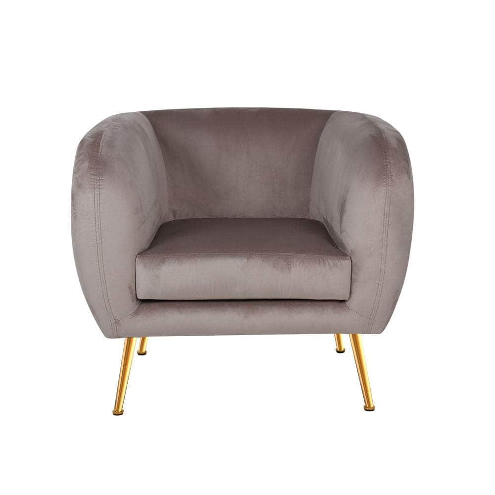 Armchair Lounge Arm Chair Sofa Velvet Beige