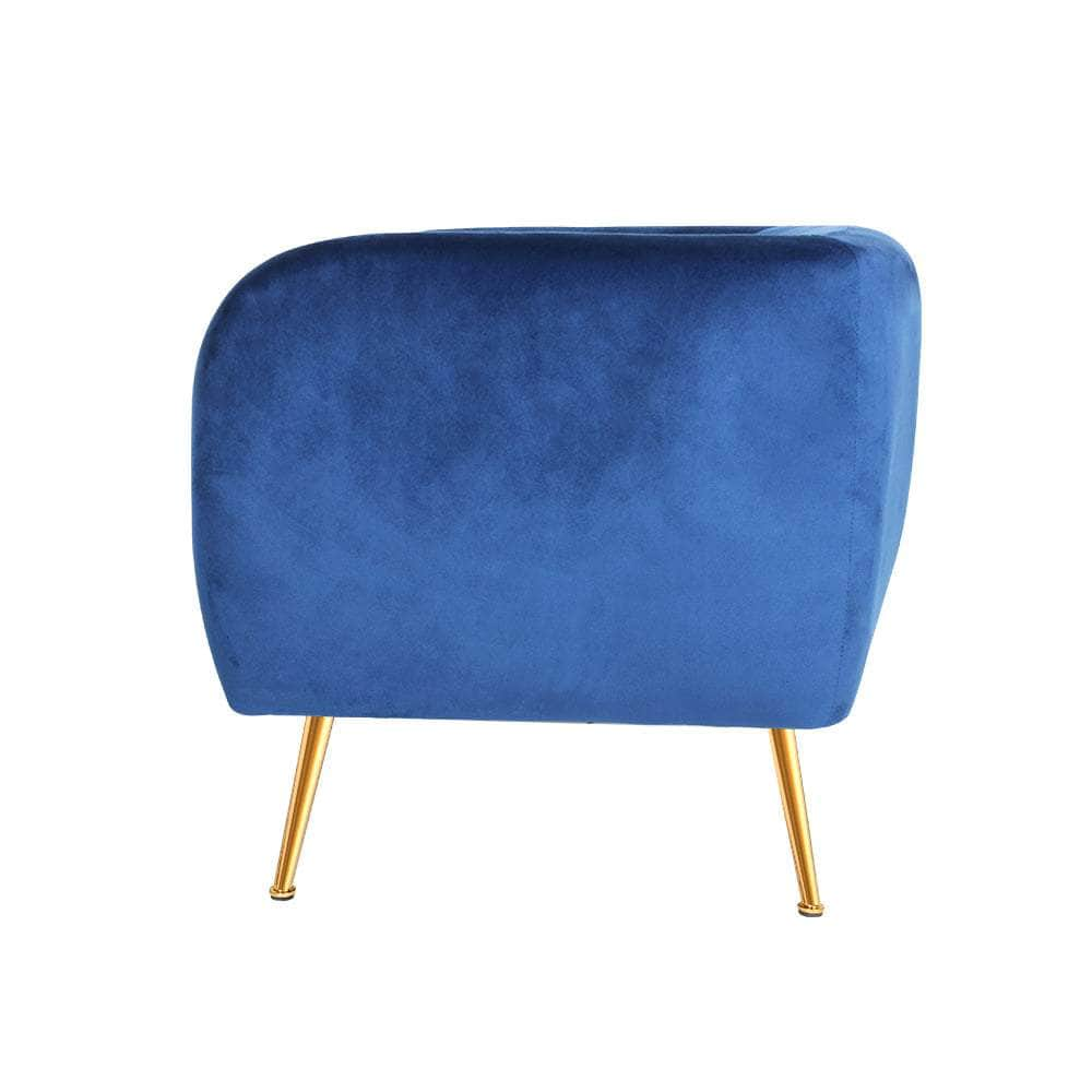 Armchair Lounge Arm Chair Sofa Velvet Navy