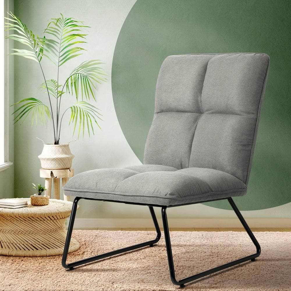 Armchair Lounge Chair Accent Chairs Linen Fabric Upholstered Dark Grey/Light Grey