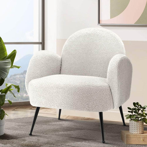 Armchair Lounge Chair Armchairs Accent Arm Chairs Sherpa Boucle White