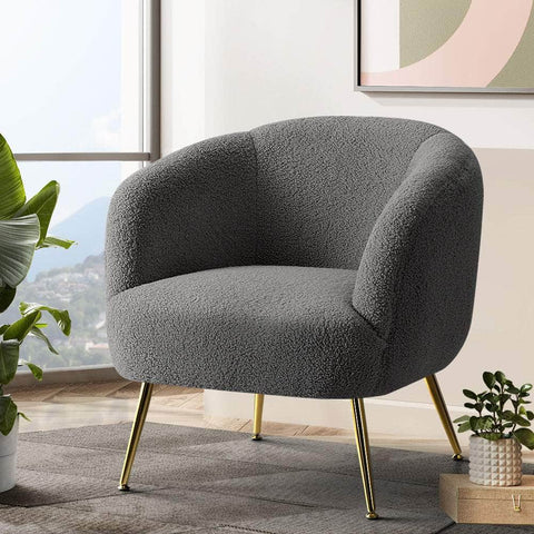 Armchair Lounge Chair Armchairs Sherpa Boucle Charcoal