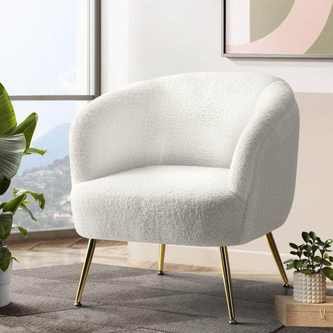 Armchair Lounge Chair Armchairs Sherpa Boucle Sofa White