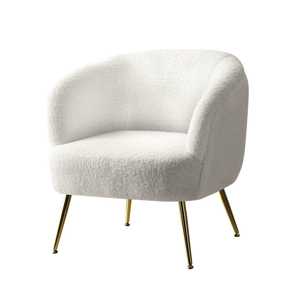 Armchair Lounge Chair Armchairs Sherpa Boucle Sofa White