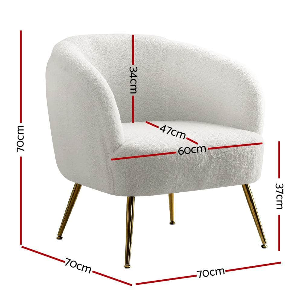 Armchair Lounge Chair Armchairs Sherpa Boucle Sofa White