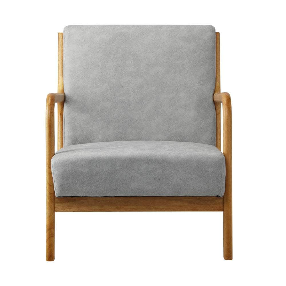 Armchair Lounge Chair Couches Sofa Wood Light Grey