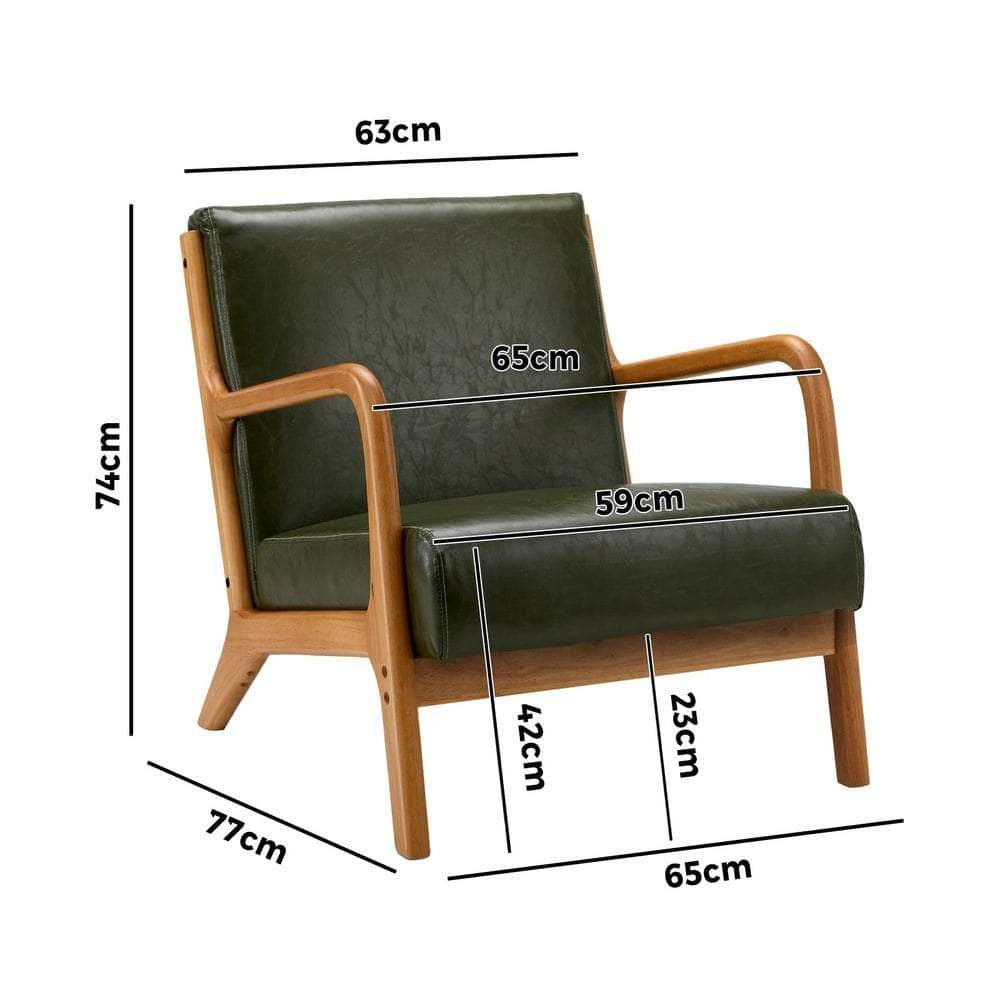 Armchair Lounge Chair Couches Sofa Wood PU Green