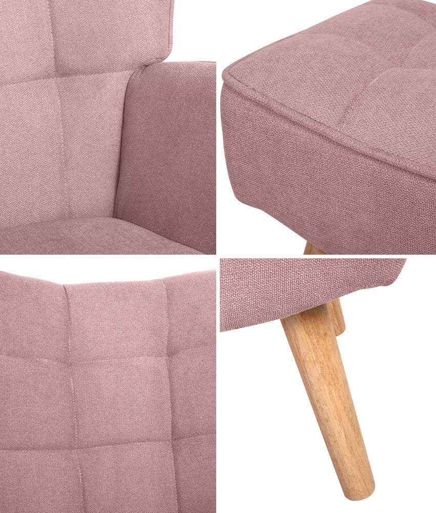 Armchair Lounge Chair Ottoman Accent Armchairs Fabric Sofa Chairs Blue/Grey/Pink