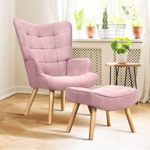 Armchair Lounge Chair Ottoman Accent Armchairs Fabric Sofa Chairs Blue/Grey/Pink