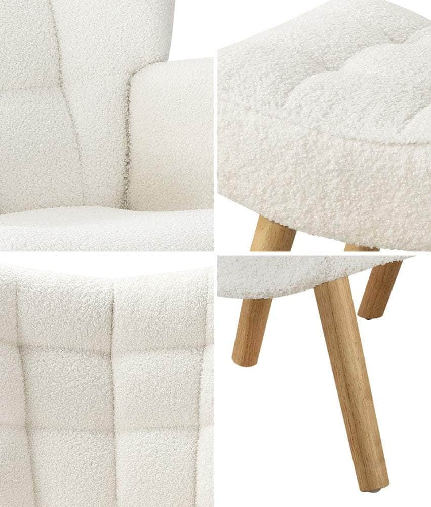 Armchair Lounge Chair Ottoman Fabric/Sherpa Sofa