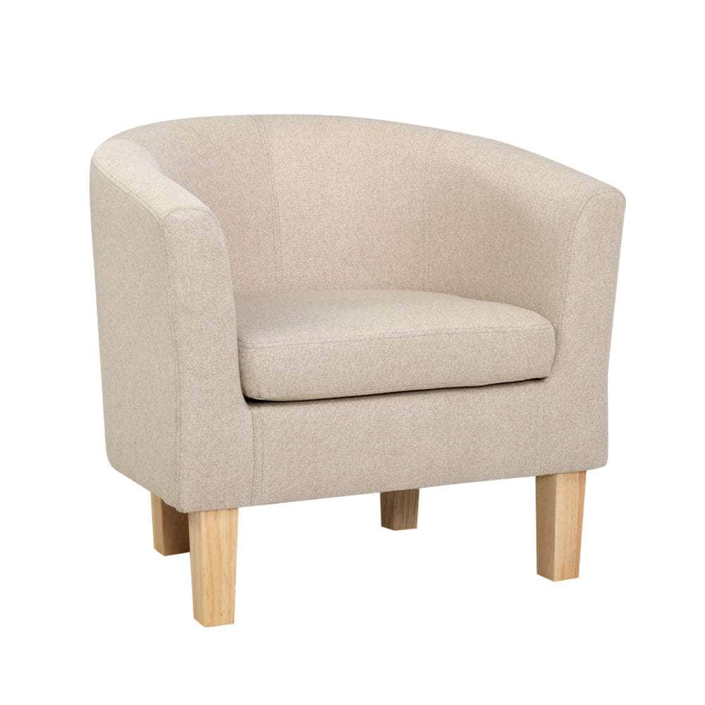 Armchair Lounge Chair Tub Accent Armchairs Fabric Sofa Chairs Beige