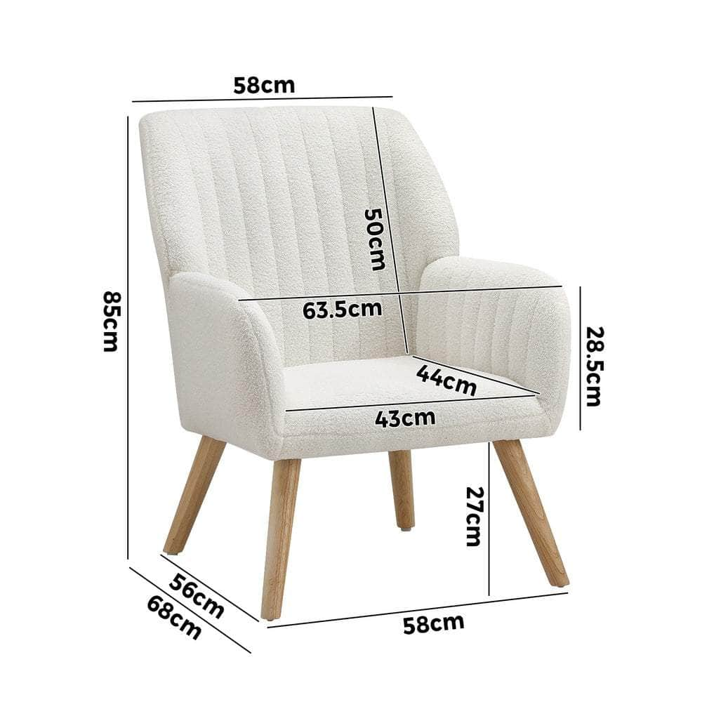 Armchair Lounge Sofa Chair Sherpa Couches White