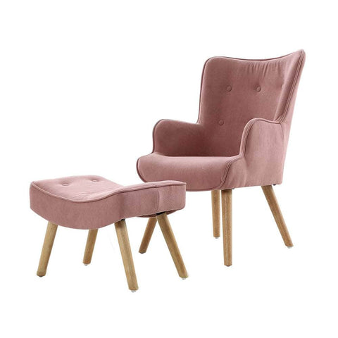 Armchair Set With Ottoman Pink Lansar